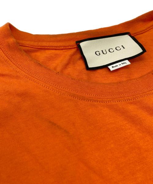 GUCCI（グッチ）GUCCI (グッチ) ヴィンテージグリッターロゴプリントダメージTシャツ オレンジ サイズ:Lの古着・服飾アイテム