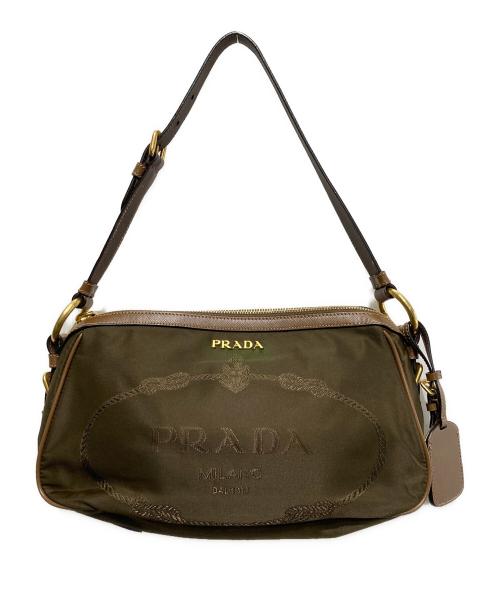 PRADA（プラダ）PRADA (プラダ) NYLON JACQUARD+ BRUCIATO（ナイロンジャカード・ブルチャート） ブラウン×ブラウンの古着・服飾アイテム