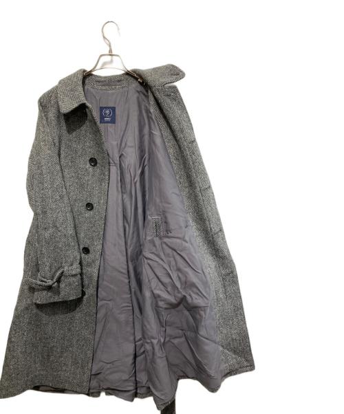 BEAMS F（ビームスエフ）BEAMS F (ビームスエフ) HARRIS TWEED ヘリンボーン シングル ラグランスリーブ コート グレー サイズ:38の古着・服飾アイテム