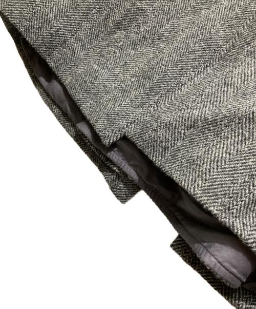 BEAMS F（ビームスエフ）BEAMS F (ビームスエフ) HARRIS TWEED ヘリンボーン シングル ラグランスリーブ コート グレー サイズ:38の古着・服飾アイテム