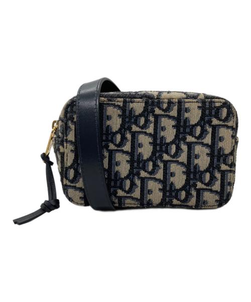 Christian Dior（クリスチャン ディオール）Christian Dior (クリスチャン ディオール) エンブロイダリー キャンバス ウエストポーチ ブルー×ベージュの古着・服飾アイテム