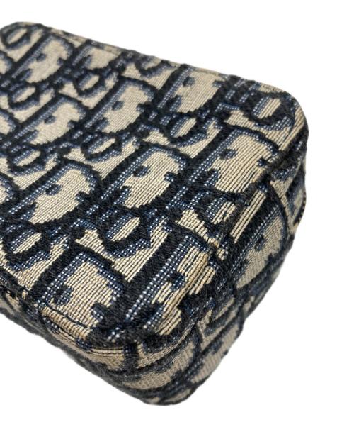 Christian Dior（クリスチャン ディオール）Christian Dior (クリスチャン ディオール) エンブロイダリー キャンバス ウエストポーチ ブルー×ベージュの古着・服飾アイテム