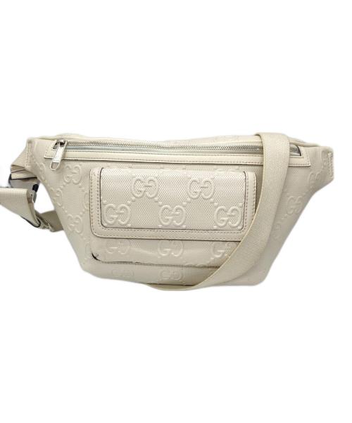 GUCCI（グッチ）GUCCI (グッチ) ウエストポーチ GGエンボスベルトバッグ アイボリーの古着・服飾アイテム
