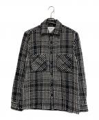 WAX LONDONワックスロンドン）の古着「Whiting - Black Twin Weave Overshirt」｜ブラック×ホワイト