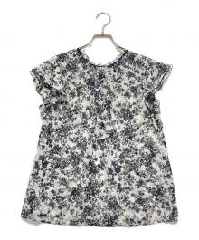 ANAYI（アナイ）の古着「モノトーンシルエットプリントラッフルブラウス」｜ホワイト×ブラック