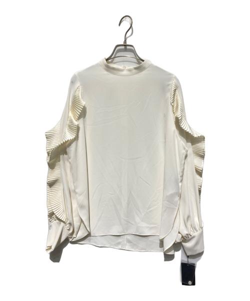 Aga（アーガ）Aga (アーガ) ロングスリーブプリーツフリルブラウス ベージュ サイズ:38の古着・服飾アイテム