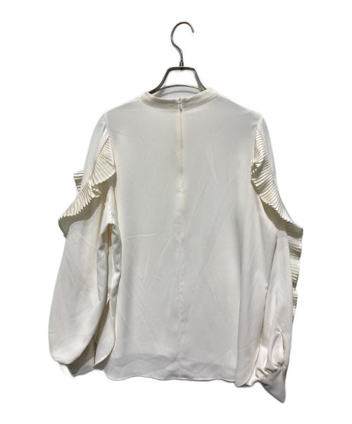 Aga（アーガ）Aga (アーガ) ロングスリーブプリーツフリルブラウス ベージュ サイズ:38の古着・服飾アイテム