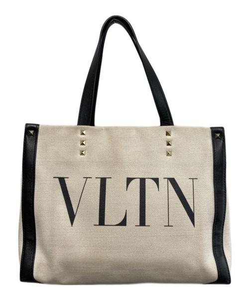 VALENTINO（ヴァレンティノ）VALENTINO (ヴァレンティノ) スタッズ付きキャンバストートバッグ ベージュの古着・服飾アイテム