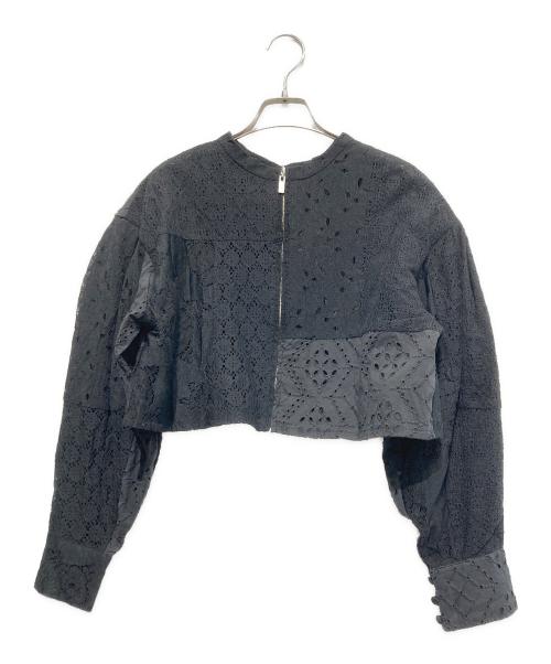 Ameri（アメリ）Ameri (アメリ) 2WAY PATCHWORK LACE ZIP TOP ブラック サイズ:FREEの古着・服飾アイテム