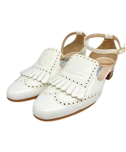 NEBULONIE（ネブローニ）NEBULONIE (ネブローニ) ウイングチップストラップシューズ ホワイト サイズ:37の古着・服飾アイテム