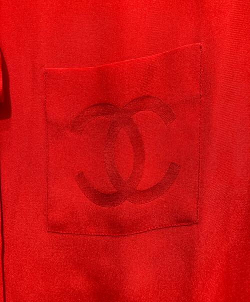 CHANEL（シャネル）CHANEL (シャネル) ココマークボウタイブラウス レッド サイズ:36の古着・服飾アイテム