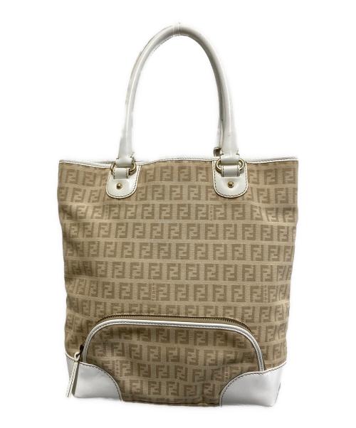 FENDI（フェンディ）FENDI (フェンディ) ハンドバッグ ベージュ×ホワイトの古着・服飾アイテム