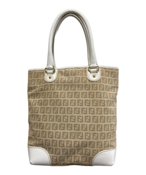 FENDI（フェンディ）FENDI (フェンディ) ハンドバッグ ベージュ×ホワイトの古着・服飾アイテム