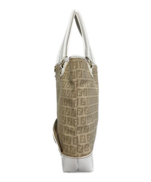 FENDI（フェンディ）FENDI (フェンディ) ハンドバッグ ベージュ×ホワイトの古着・服飾アイテム