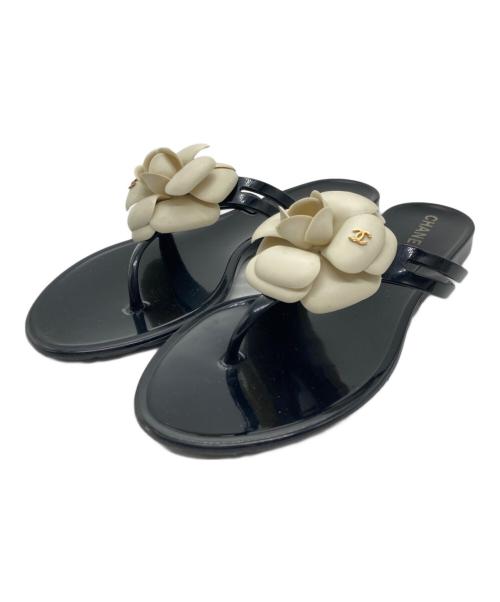 CHANEL（シャネル）CHANEL (シャネル) カメリアビーチサンダル ブラック サイズ:37の古着・服飾アイテム