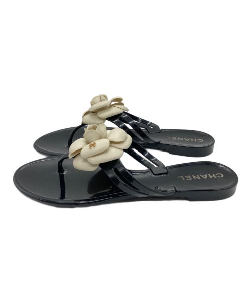 CHANEL（シャネル）CHANEL (シャネル) カメリアビーチサンダル ブラック サイズ:37の古着・服飾アイテム