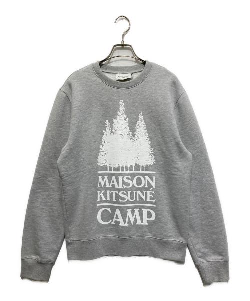 maison kitsune（メゾンキツネ）maison kitsune (メゾンキツネ) MAXI MK CAMP REGULAR SWEATSHIRT ライトグレー サイズ:Mの古着・服飾アイテム