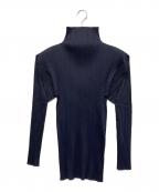 PLEATS PLEASEプリーツプリーズ）の古着「プリーツハイネックカットソー」｜ネイビー