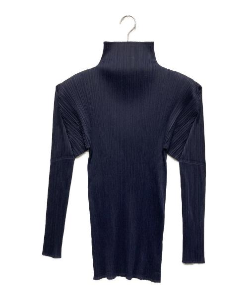 PLEATS PLEASE（プリーツプリーズ）PLEATS PLEASE (プリーツプリーズ) プリーツハイネックカットソー ネイビー サイズ:4の古着・服飾アイテム