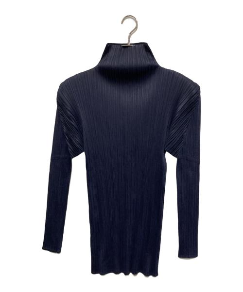 PLEATS PLEASE（プリーツプリーズ）PLEATS PLEASE (プリーツプリーズ) プリーツハイネックカットソー ネイビー サイズ:4の古着・服飾アイテム