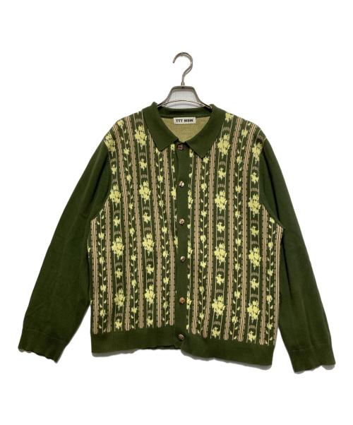 TTT MSW（ティー）TTT MSW (ティー) Flower Knit Jacquard Cardigan グリーン サイズ:Mの古着・服飾アイテム