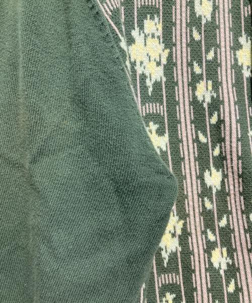 TTT MSW（ティー）TTT MSW (ティー) Flower Knit Jacquard Cardigan グリーン サイズ:Mの古着・服飾アイテム