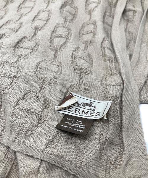 HERMES（エルメス）HERMES (エルメス) シェーヌダンクル柄ジャガードストール ベージュの古着・服飾アイテム