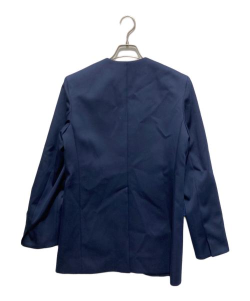 deres（デレス）deres (デレス) Ellie ノーカラー エブリデイ テーラード ジャケット ネイビー サイズ:Fの古着・服飾アイテム