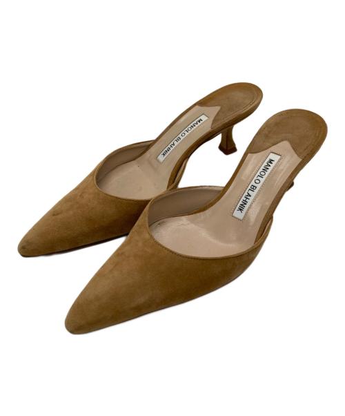 Manolo Blahnik（マノロブラニク）Manolo Blahnik (マノロブラニク) CAROLYNE MULE/ヒールパンプス ブラウン サイズ:36 1/2の古着・服飾アイテム