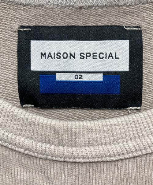 MAISON SPECIAL（メゾンスペシャル）MAISON SPECIAL (メゾンスペシャル) Wave Cut Docking Logo Print Prime-Over Crew Neck T-shirt ベージュ サイズ:2の古着・服飾アイテム