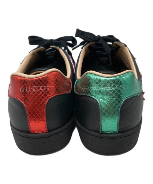 GUCCI（グッチ）GUCCI (グッチ) ファイアーエンブレムレザースニーカー ブラック サイズ:9の古着・服飾アイテム