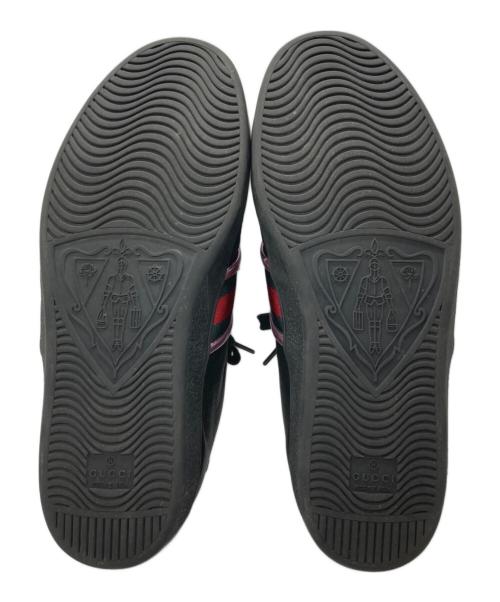 GUCCI（グッチ）GUCCI (グッチ) ファイアーエンブレムレザースニーカー ブラック サイズ:9の古着・服飾アイテム