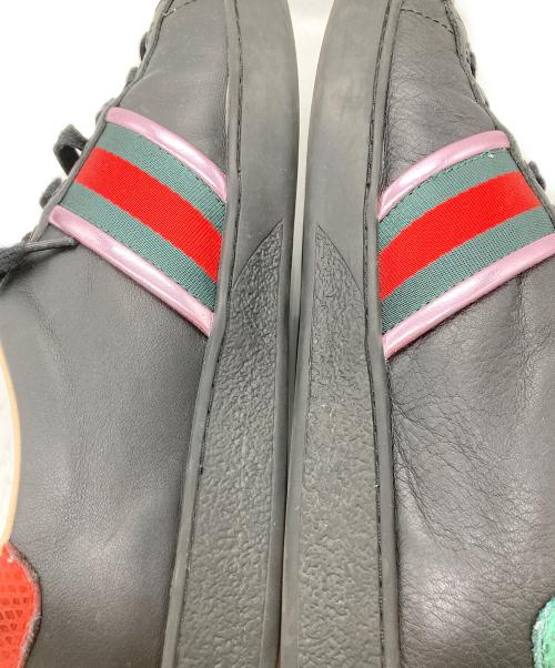 GUCCI（グッチ）GUCCI (グッチ) ファイアーエンブレムレザースニーカー ブラック サイズ:9の古着・服飾アイテム