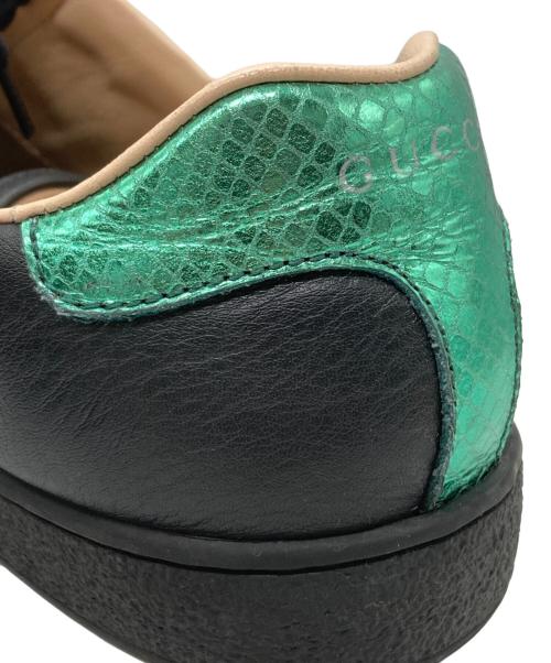 GUCCI（グッチ）GUCCI (グッチ) ファイアーエンブレムレザースニーカー ブラック サイズ:9の古着・服飾アイテム