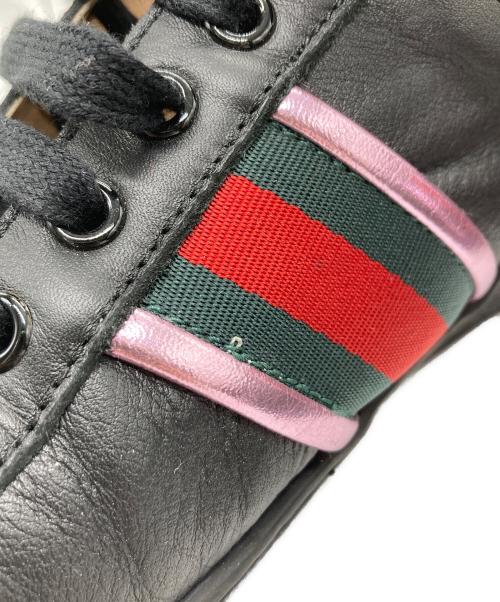 GUCCI（グッチ）GUCCI (グッチ) ファイアーエンブレムレザースニーカー ブラック サイズ:9の古着・服飾アイテム