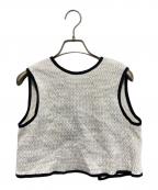 TOMORROW LANDトゥモローランド）の古着「シルバーネットクロス フロンタブルトップス」｜ホワイト
