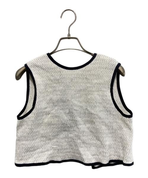 TOMORROW LAND（トゥモローランド）TOMORROW LAND (トゥモローランド) シルバーネットクロス フロンタブルトップス ホワイト サイズ:36の古着・服飾アイテム