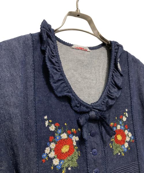 WONDERFUL WORLD（ワンダフルワールド）WONDERFUL WORLD (ワンダフルワールド) デニム刺繍ワンピース インディゴ サイズ:不明の古着・服飾アイテム