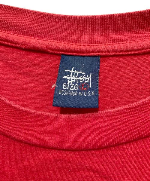 stussy（ステューシー）stussy (ステューシー) キングシャドーマンプリントTシャツ レッド サイズ:Lの古着・服飾アイテム