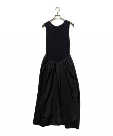 中古・古着通販】Ameri (アメリ) KNIT DOCKING VOLUME DRESS ブラック