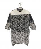 CELINEセリーヌ）の古着「レザー切替ワンピース」｜ホワイト×ブラック