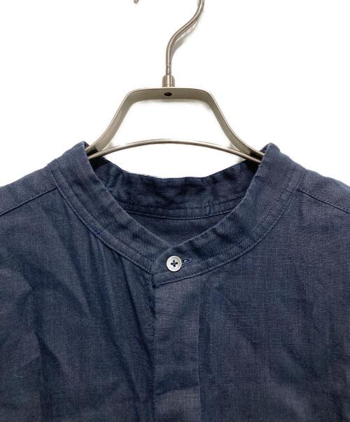 KAGURE（カグレ）KAGURE (カグレ) リネンノースリーブワイドシャツワンピース ネイビー サイズ:FREEの古着・服飾アイテム