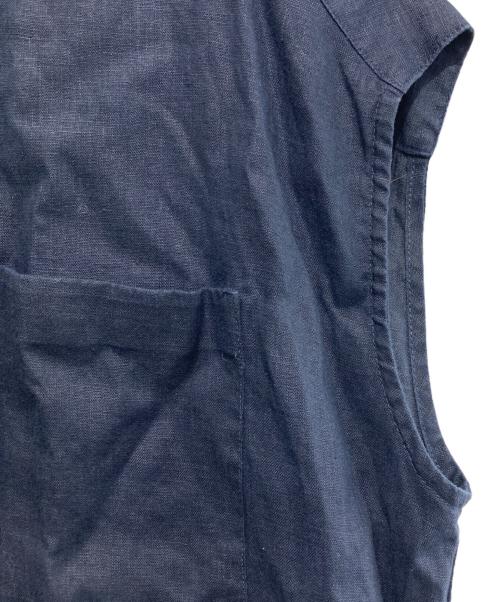 KAGURE（カグレ）KAGURE (カグレ) リネンノースリーブワイドシャツワンピース ネイビー サイズ:FREEの古着・服飾アイテム