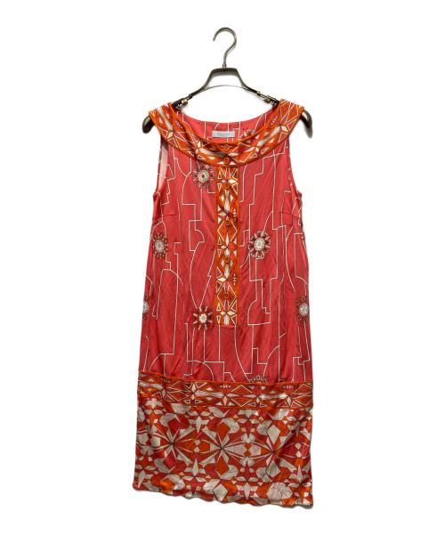 Emilio Pucci（エミリオ プッチ）Emilio Pucci (エミリオ プッチ) ノースリーブシルクワンピース レッド サイズ:36の古着・服飾アイテム
