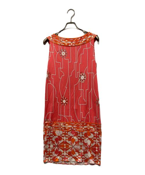 Emilio Pucci（エミリオ プッチ）Emilio Pucci (エミリオ プッチ) ノースリーブシルクワンピース レッド サイズ:36の古着・服飾アイテム