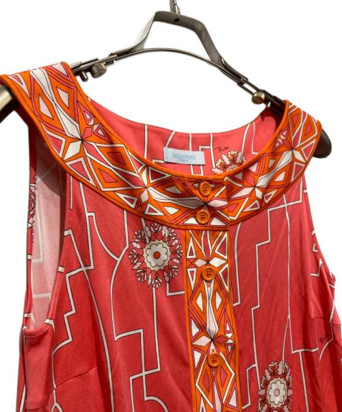 Emilio Pucci（エミリオ プッチ）Emilio Pucci (エミリオ プッチ) ノースリーブシルクワンピース レッド サイズ:36の古着・服飾アイテム
