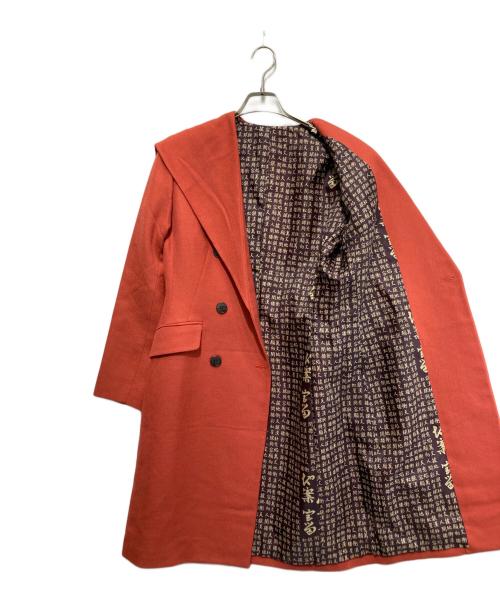 Jean Paul Gaultier FEMME（ジャンポールゴルチエ フェム）Jean Paul Gaultier FEMME (ジャンポールゴルチェフェム) ノーカラーウールコート レッド サイズ:40の古着・服飾アイテム