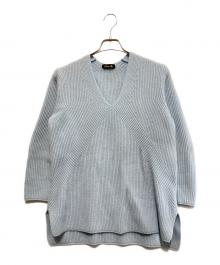 DRAWER（ドゥロワー）の古着「9G畦編み クルーネックニット」｜スカイブルー