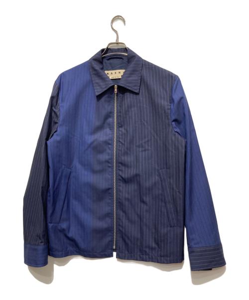 MARNI（マルニ）MARNI (マルニ) クレイジーパターン ストライプ ジップアップ ジャケット ネイビー サイズ:50の古着・服飾アイテム
