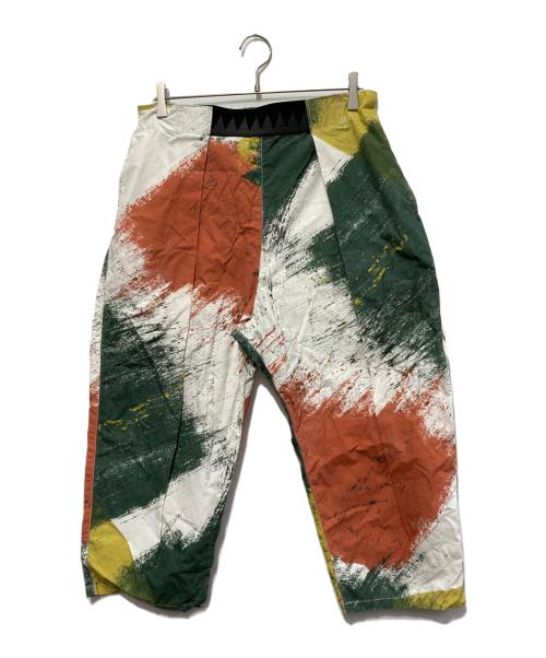 KAPITAL（キャピタル）KAPITAL (キャピタル) Quick Dry Taffeta Blush Camo Easy Beach GO Pants ホワイト×グリーン サイズ:3の古着・服飾アイテム